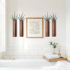 Wood Wall Planter with 20 pcs Artificial Eucalyptus, Modern Decor for Living Room Bedroom Bathroom Entryway, Farmhouse Boho Wall Vases for Dried Flowers and Faux Plants - 4 Pack