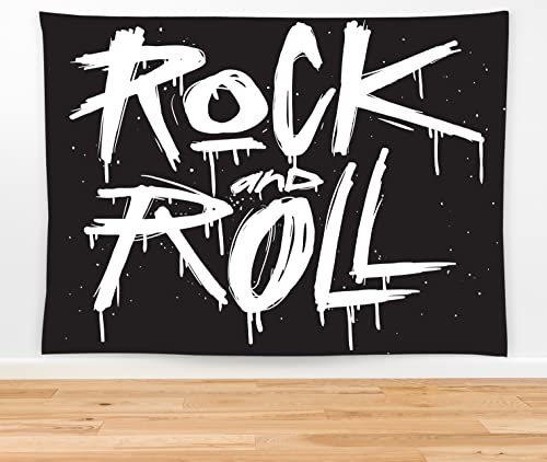 feelacle Rock And Roll Tapestry 80" X 60" Rock`N`Roll Wall Hanging Party Decorations Home Decor For Bedroom Living Room Dorm (200 X 150cm) - color: Rock and Roll, size: 80"L x 60"W