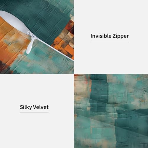 Abstract Teal Green and Orange Throw Pillow Covers 18x18 Set of 2 Messy Rust Painting Decorative Pillow Covers for Sofa Couch Bed Home Decor - color: Abstract, size: 18" x 18" (Pack of 1)