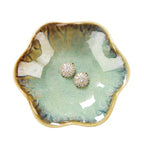 JAMEND CLXP Lotus Leaf Shape Ring Holder Dish, Small Key Bowl, Ceramic Trinket Tray Jewelry Dish Organizing Necklace Earrings for Mom Friend Sister. All Jewelries Are NOT Included. Crystal Green. - color: Crystal Green-Lotus
