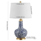 Safavieh Lighting Collection Leia Blue Floral Chinoiserie Ceramic 26-inch Bedroom Living Room Home Office Desk Nightstand Table Lamp (LED Bulb Included) - color: Blue