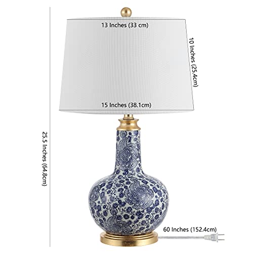 Safavieh Lighting Collection Leia Blue Floral Chinoiserie Ceramic 26-inch Bedroom Living Room Home Office Desk Nightstand Table Lamp (LED Bulb Included) - color: Blue