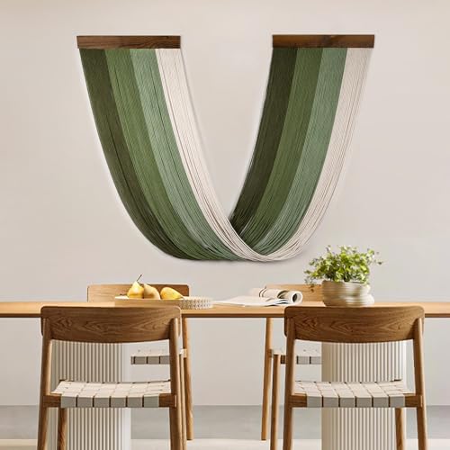 LB Green Macrame Wall Hanging Large, Boho Tapestry Wall Hanging Macrame Wall Art Handmade Yarn Woven Wall Art Modern Home Decor Headboard Wall Decor for Bedroom Living Room Dorm Nursery, 16x32 Inch - color: Light Green