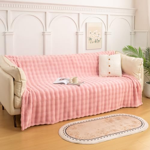 YUSOKI 3D Fleece Bubble Throw Blanket | 380GSM Ultra Soft Fluffy Plush | Non-Shedding Lightweight Cozy Blanket for Couch Sofa Bed | All Season(Light Pink,50 * 60inches) - color: Light Pink, size: Throw(50" x60")