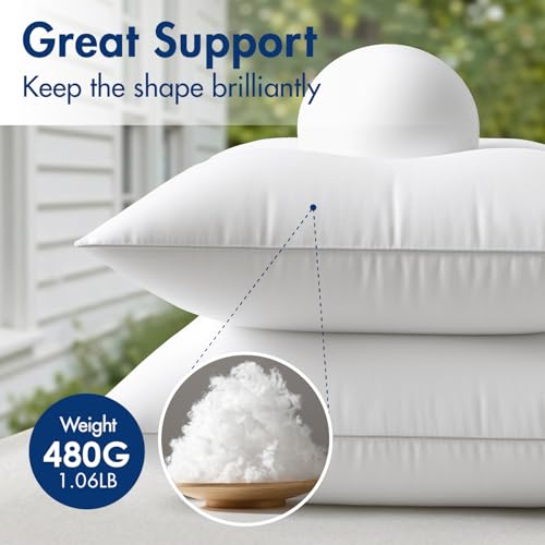 MIULEE Pack of 2 16x16 Outdoor Pillow Inserts, Waterproof Decorative Square Throw Pillow Inserts for Patio Sofa Garden Porch Couch - size: 16x16 Inch