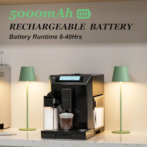 Kakanuo Cordless Table Lamp Rechargeable Green - KK 2 Pack 5000mAH Battery Operated Lamp for Dining Table, 3 Color Stepless Dimming Wireless Lamp for Counter, Outdoor Patio, Touch Control - color: Green, size: 2 Pack 14in - Down Light