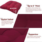 MTMR Outdoor Chair Cushions Set of 2, Water-Repellent 19”X19” Patio Chair Cushions with High Elasticity PP Cotton, No Fading Tufted Patio Furniture Cushions, Thick Seat Cushions for Outdoor Furniture - color: Burgundy