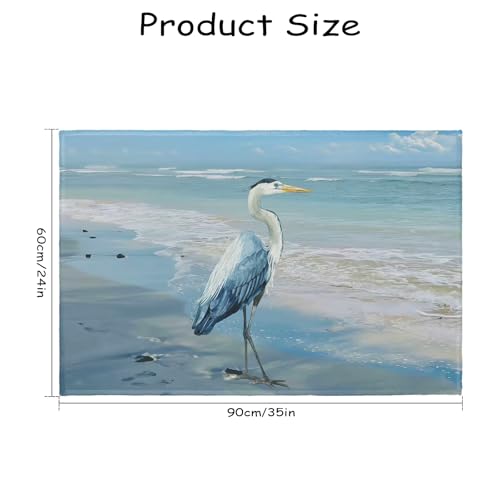 Summer Blue Heron Rug 2x3 Coastal Beach Decorative Doormat Summer Small Non-Slip Low Pile Front Door Mat Area Rugs for Living Room Bedroom Home Decor - color: Blue Heron