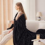 NEWCOSPLAY Super Soft Twin Blanket Black Premium Silky Flannel Fleece 3D Ribbed Jacquard Lightweight Bed Blanket All Season Use (Black Ribbed, Twin(60"x80")) - color: Black Ribbed, size: Twin(60"x80")
