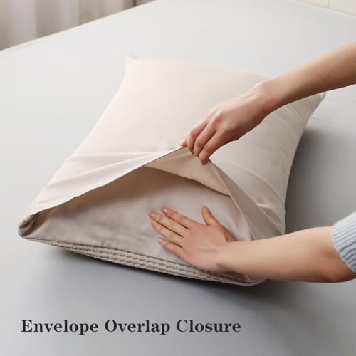 Shunjie.Home 100% Cotton Waffle Weave Pillow Shams Set of 2, 600TC Solid Reverse Side, Envelope Closure, Skin-Friendly & Durable Decorative Pillow Covers for Bed, Khaki, Queen Size 20"x30" - color: Khaki, size: 30" x 20" (Pack of 2)