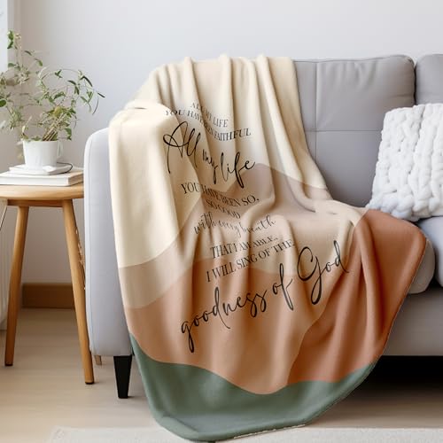 HIWX Boho Christian Inspirational Blanket, Goodness of God Bible Verse Abstract Mountain Throw Blanket for Home Bedroom Couch Bed Decor, Christian Inspirational Gifts for Women, 50x60 Inches - color: Goodness of God, size: 50“L x 60”W