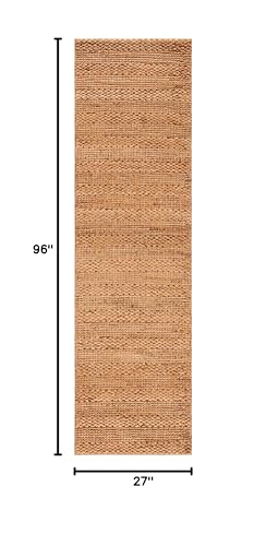 SAFAVIEH Natural Fiber Collection Runner Rug - 2'3" x 8', Gold, Handmade Jute, Braided Woven Design, Ideal for Living Room, Bedroom (NF212E) - color: Gold, size: 2'3" x 8' (Runner)