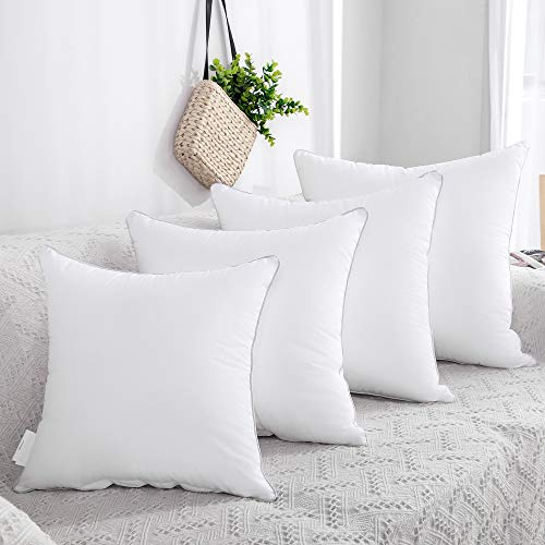 FAVRIQ 16 x 16 Pillow Inserts (Set of 2) - 16 Inch Square Interior Sofa Throw Pillow with 100% Cotton Cover - Decorative Pillow Insert Pair - White Couch Pillow - size: 16x16 Inch