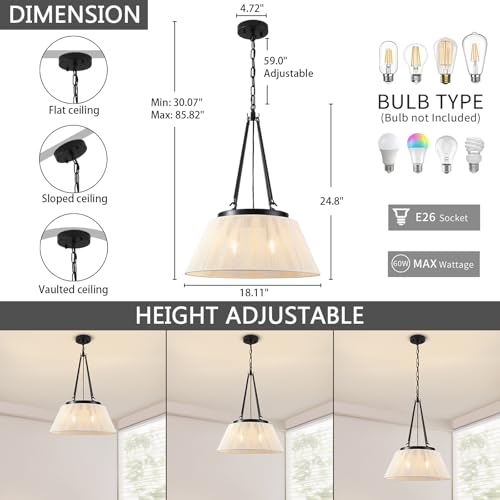 18.11 Inches Drum Chandeliers Boho Woven, 4Lights Boho Chandelier Cream White Hand-Woven Bohemian Pendant Light, Height Adjustable Rattan Bohemian Chandelier for Dining Room Kitchen Island - color: 18Inch-Rattan-Drum