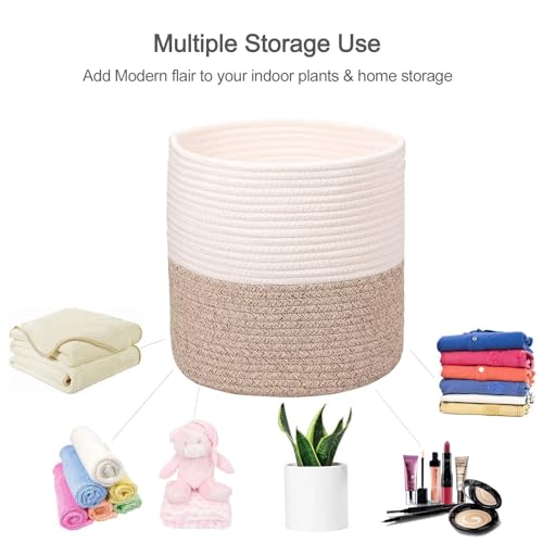 Planter Baskets for Indoor 11" Planters Cotton Rope Flower Plant Pots Cover,Woven Storage Baskets for Crafts, Organization Modern Home Decor 11"x11"Khaki - color: A-khaki, size: W 11"x H 11"