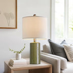 G-SAFAVA 20.25" Small Table Lamps Set of 2 Modern Ceramic Lamps for Living Room Farmhouse Bedside Lamps Boho Lamps for Night Stands Green Bedroom Lamps Side Table Lamps End Table Lamps - color: Green