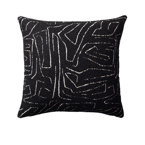 Throw Pillow Covers, Pack of 1 Woven Jacquard Cushion Covers for Sofas, Couches, Bed, Boho Home Decor, Cozy Soft and Comfortable Pillow Cases, Amorf, Black 20x20 Inch - color: Black, size: 20" x 20" (Pack of 1)