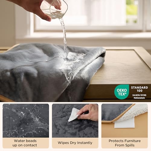 Bedsure Waterproof Dog Blankets for Small Dogs - Small Cat Blanket Washable for Couch Protection, Sherpa Fleece Puppy Blanket, Soft Plush Reversible Throw Furniture Protector, 25"X35", Grey - color: Grey, size: S(25x35")