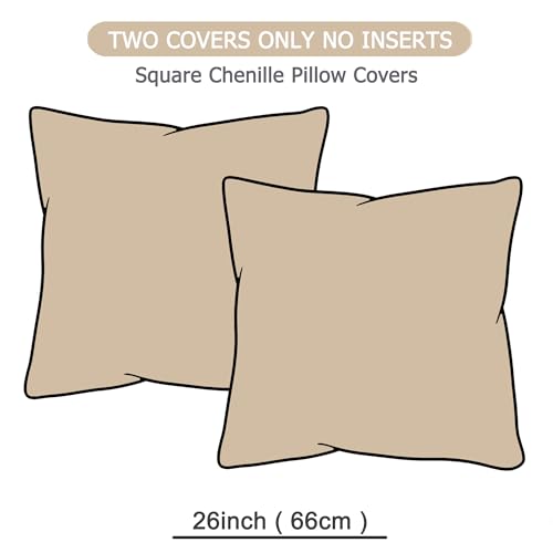 GAWAMAY Decorative Throw Pillow Covers 26x26 Inch Set of 2 for Living Room Couch Bed Sofa, Farmhouse Square Cushion Cover Soft Striped Corduroy Pillow Cases Boho Accent Home Decor (66x66cm) Beige - color: Beige, size: 26" x 26" (Pack of 2)