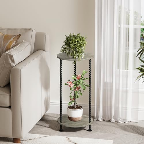 YINMIT Plant Stand Indoor, 2 Tier Small Plant Stand, 23" Tall Metal Spindle Poles Plant Stands, Corner Flower Pot Stand, Plant Tables Indoor, Planter Pot Holder for Balcony Garden Patio Living Room (Grey,) - color: Gray, size: 23.2 In