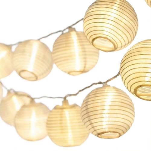 Cobus CozyHome Lantern String Lights Outdoor - 20 Lantern LEDs & 23 ft with 8 Modes | Warm White Outdoor Lampion String Lights Electric Lighting 23 ft Christmas Light - size: Plug - 20 Lanterns - Remote Control