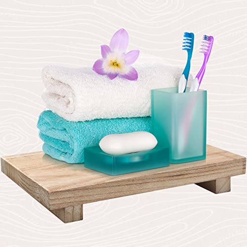 Nuogo Wood Riser Tray Soap, Stand Soap Tray for Kitchen Sink, Wood Pedestal for Kitchen Counter Sink Stand Decorative Rustic Bathroom Dishes Plant Bottles Candles Display(9 x 6 Inch,Natural) - color: Natural, size: 9 x 6 Inch