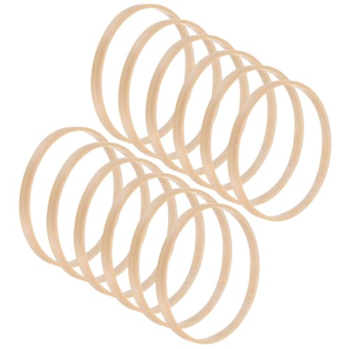 M METERXITY 12 Pack Wooden Bamboo Floral Hoop-5 Inch Craft Wooden Wreath Rings, Apply to DIY Wedding Wreath Decor/Macrame Dreamcatcher/Wall Hanging Crafts (Wooden) - size: 5 Inch