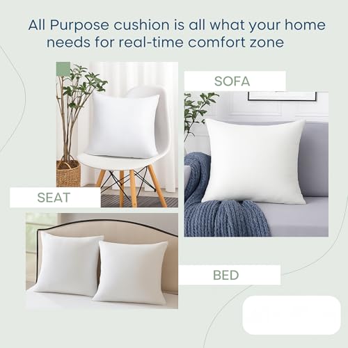 LANE LINEN 4 Pack 18x18 White Throw Pillow Inserts for Decorative Pillow Covers, Couch Pillows for Living Room, Fluffy Pillows for Bed - size: 18" x 18"