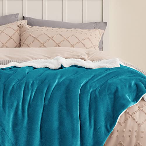 Bedsure GentleSoft Sherpa Fleece Throw Blanket for Couch, Non-Heated, Thick and Warm Throw for Women and Men, Soft Fuzzy Plush Blanket for Winter, Teal, 50x60 Inches - color: 03 - Teal, size: Throw (50" X 60")