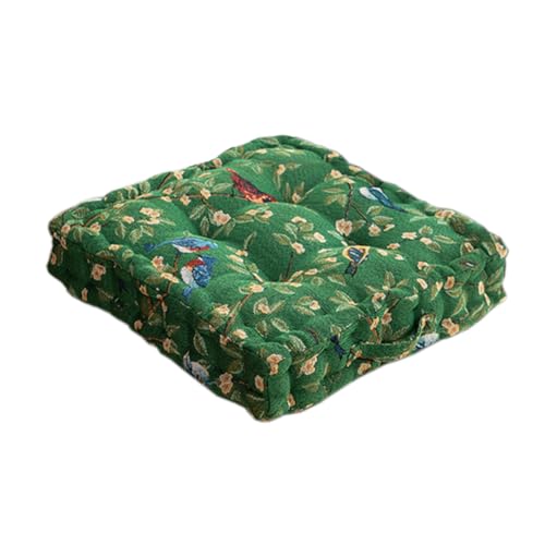 Meditation Floor Pillow Square Floor Seat Pillows Cushions with Handle Bohemian Thicken Chair Pad Yoga Living Room Balcony Outdoor Tatami (Green) - color: Green