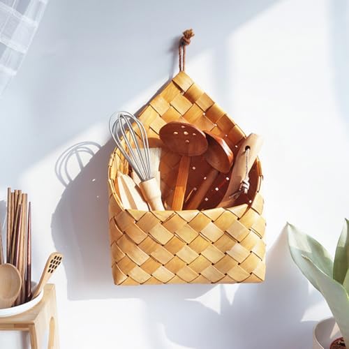 Alipis Woven Wall Hanging Letter Basket 12.59X8.66X2.36In Handcrafted Mail Organizer Storage for Home Office Entryway Flowerpot Holder
