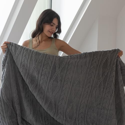 COOVA Grey Fleece Twin Blanket for Bed - Super Soft Cozy Plush Fuzzy Blanket for Sofa,Premium Sherpa Warm Throw for Women,Couch,Chair,60x80 Inches - color: Light Grey, size: 60“x80”