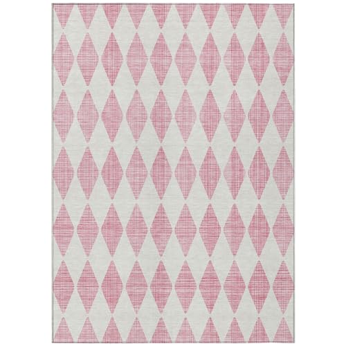Addison Rugs Chantille ACN578 Pink 5' x 7'6" Indoor Outdoor Area Rug, Easy Clean, Machine Washable, Non Shedding, Bedroom, Living Room, Dining Room, Kitchen, Patio Rug - color: Pink, size: 5' x 7'6" (Rectangular)
