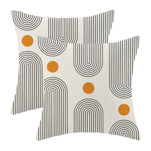 Boho Mid Century Pillow Covers 18x18 Set of 2, Abstract Simple Sun Arch Decorative Throw Pillowcase Boho Soft Linen Modern Outdoor Farmhouse Cushion Cover for Sofa Couch Bed Living Room Decor - color: Boho23, size: 18" x 18" (Pack of 2)