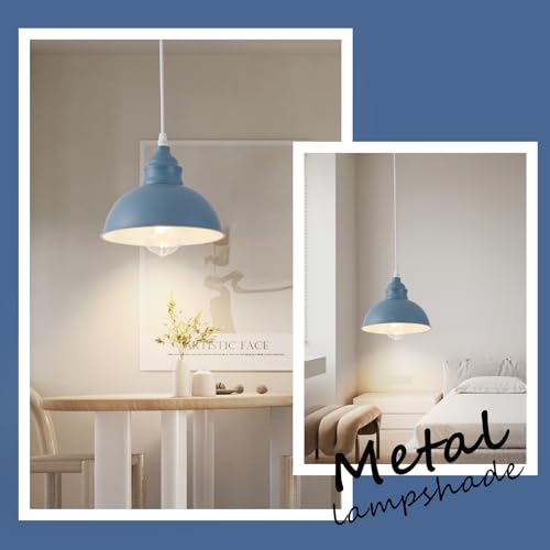 Plug in Pendant Light, 15FT Hanging Lights, On/Off Switch, Industrial Pendant Light with Plug in Cord, Metal Hanging Lamps for Living Room, Kitchen, Dining Room Blue - color: Blue