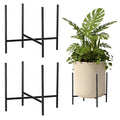 Colingmill 2 Pack Metal Plant Stand for 15" Large Planter Heavy Duty Plant Pot Holder Riser for Indoor Outdoor, Tall Mid Century Modern Flower Pot Stand for Patio Garden Balcony Window, Black