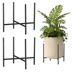 Colingmill 2 Pack Metal Plant Stand for 15" Large Planter Heavy Duty Plant Pot Holder Riser for Indoor Outdoor, Tall Mid Century Modern Flower Pot Stand for Patio Garden Balcony Window, Black