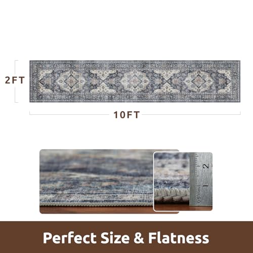 AMOAMI-2X10 Runner Rug-Washable Runners for Hallways-Soft Non Slip Bedside Rugs for Bedroom-Vintage Long Rug for Hallways Entryway Laundry Room Stair Kitchen Bathroom Blue - color: Blue, size: 2' X 10' (Rectangular)