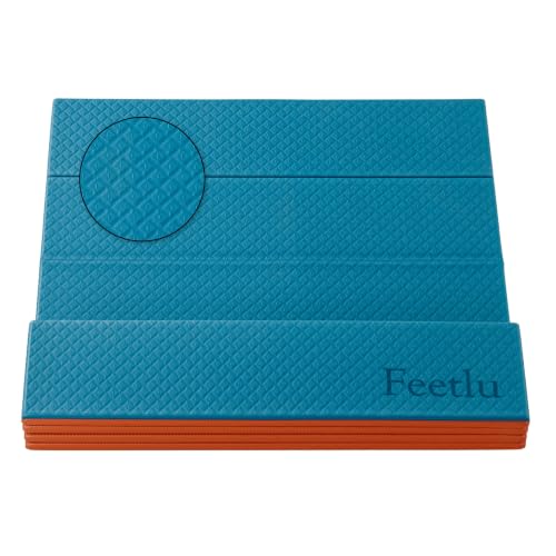 Foldable Yoga Exercise Mat, 6mm/8mm/10mm/12mm Thickness, 72 x 24 Inch - Lightweight, Anti-Slip, and Easy to Store for Yoga, Pilates, Home Workouts, and Floor Exercises - color: Teal/Orange, size: 24" x 72" x 1/4"