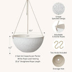 LA JOLIE MUSE Large Hanging Planters for Outdoor Plants - 13 Inch Hanging Flower Pots Set of 2, Speckled White - color: Speckled White