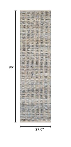 SAFAVIEH Cape Cod Collection Runner Rug - 2'3" x 8', Natural & Blue, Handmade Flat Weave Coastal Braided Jute, Ideal for High Traffic Areas in Living Room, Bedroom (CAP352A) - size: 2'3" x 8' (Runner)