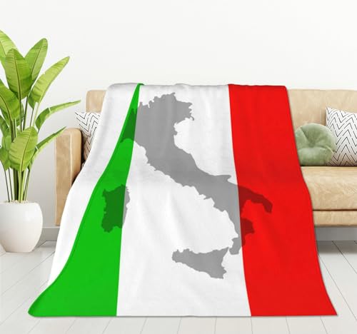 HGOD DESIGNS Italian Flag Blanket,The Contour of Italian Territory is Printed on The Flag Decor Blankets Soft Warm Throw for Women Birthday, Home Living Room Decoration 40"x50" - color: Italian Flag, size: 40x50 inch