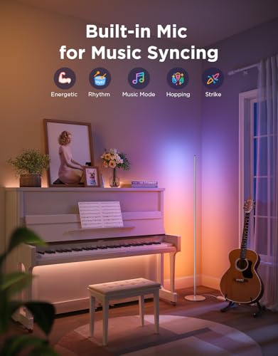 Govee RGBIC Floor Lamp, LED Corner Lamp Works with Alexa, Smart Modern Floor Lamp with Music Sync and 16 Million DIY Colors, Color Changing Standing Lamp for Bedroom Living Room Silver - color: Silver