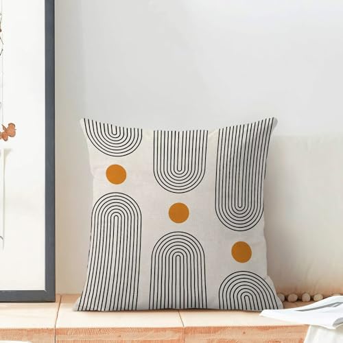 Boho Mid Century Pillow Covers 16x16 Inch Set of 2, Abstract Simple Sun Arch Decorative Throw Pillowcase Boho Modern Outdoor Farmhouse Cushion Cover for Sofa Couch Bed Living Room Decor - color: Boho1, size: 16" x 16" (Pack of 2)
