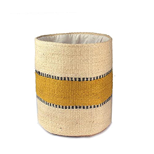 Sturdy Jute Planter - Modern Woven Basket for 8" Pot Indoor Planters, 10" x 10" Storage Organizer, Rustic Home Decor, Earth-Friendly Planter (10x10 Inches, Bleach, Yellow Stripe) - color: Bleach,yellow Stripe, size: 10x10 inches