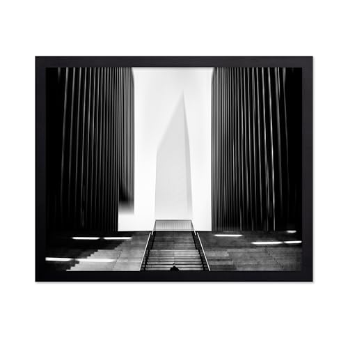 Monem Art Between Two Buildings Print - Delusive Corridor Poster - Architecture Art - Monochrome Office or Living Room Decor - 12x16 Unframed Wall Art by Adam Dauria - color: Style-04, size: 12"L x 16"W