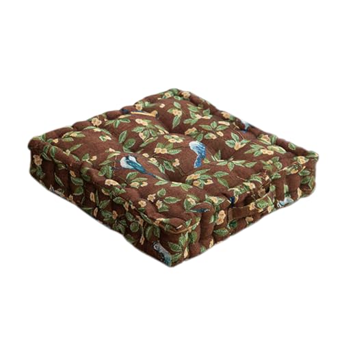 Meditation Floor Pillow Square Floor Seat Pillows Cushions with Handle Bohemian Thicken Chair Pad Yoga Living Room Balcony Outdoor Tatami (Coffee) - color: Coffee