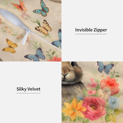 Easter Bunny Flower Throw Pillow Covers 18 X 18 Inch Set of 2 Pillow Cases Decoration Cushion Cover for Sofa Bedroom Living Room Outdoor - color: Easter Bunny Flower