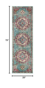 Rugs.com Fleur Collection Rug – 6 Ft Runner Light Blue Medium-Pile Rug Perfect for Hallways, Entryways - color: Light Blue 11, size: 2'2" x 6'7" (Runner)