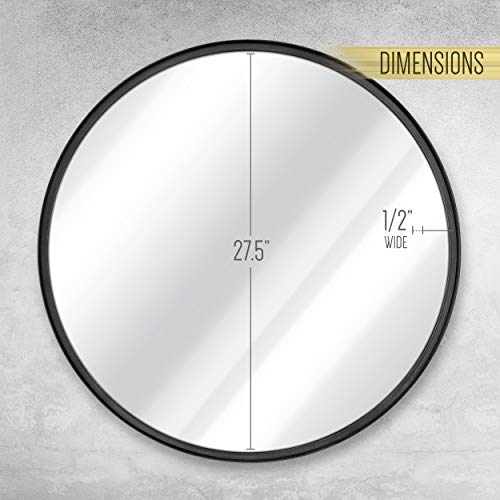 HBCY Creations Large Round Mirror, Black 27.5 inch Wall Mirror for Entryway, Bathroom, Living Room and More, Modern Minimalist Mirror for Both Rustic and Boho Design and Decor - color: Matte Black
